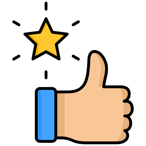 A draw of thumbs up hand with a yellow star shining on top left.