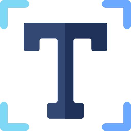 Text icon - big T icon with round borders, all in blue